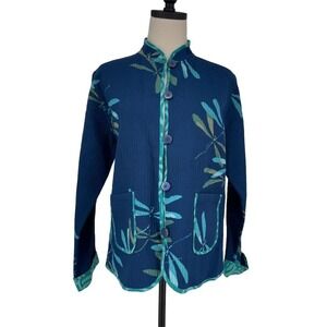Draper's & Damon's Womens M Reversible Dragonfly/Swirl Quilted Jacket Multicolor